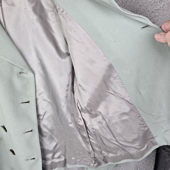 Rena Rowan Womens Silk Blazer Jacket 6P Green Double Breasted Classic Trendy - Picture 8 of 14